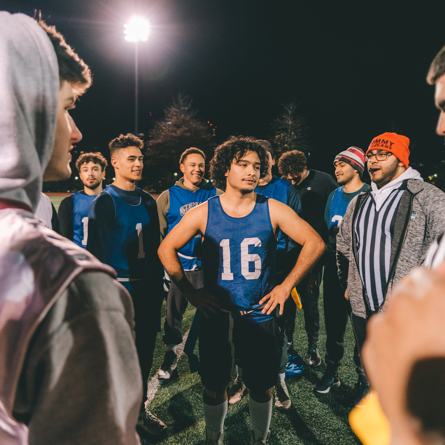 Student athlete huddle