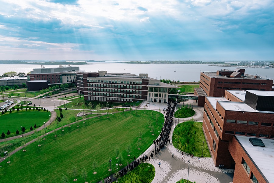 UMass Boston quad aerial shot