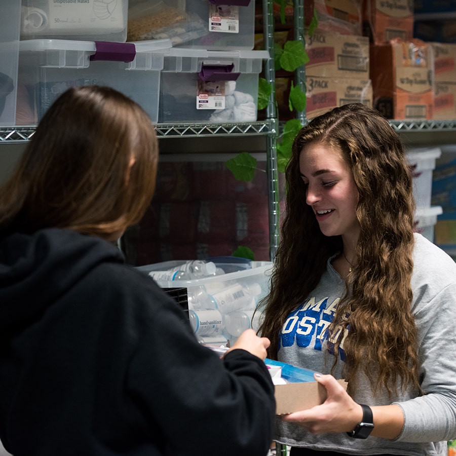 students working on UMass Boston campus