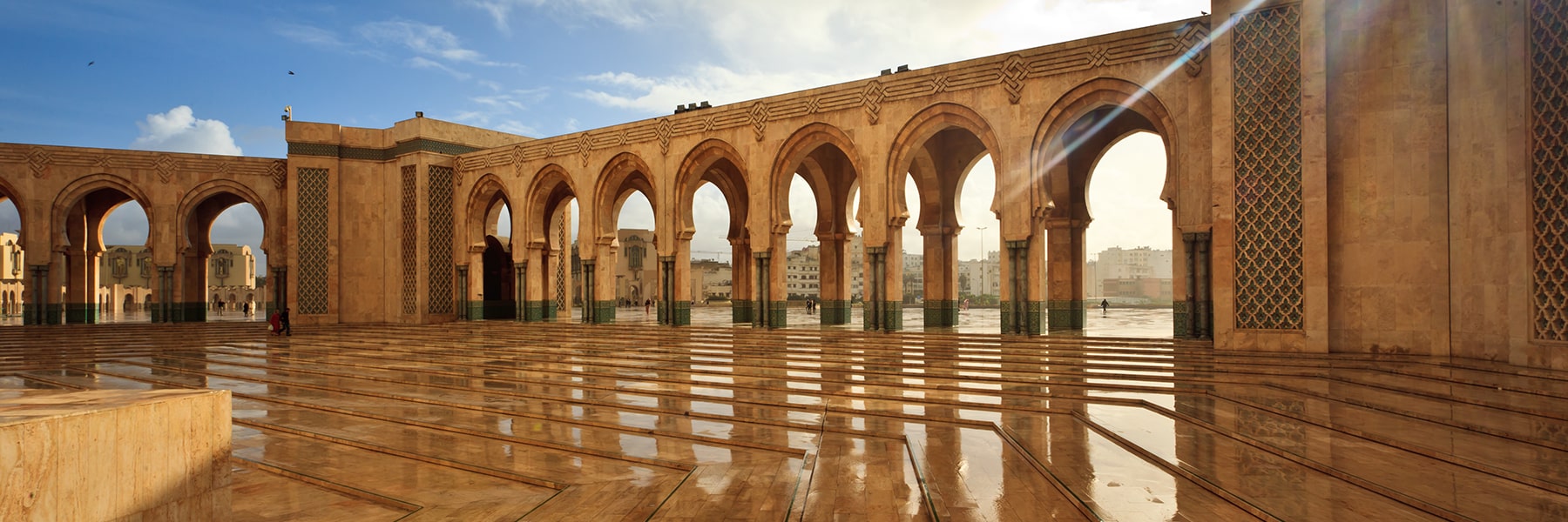 Arabic style arches at a plaza.