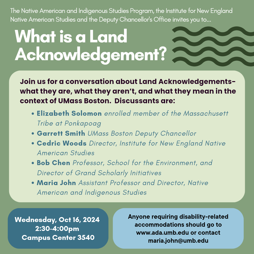 Poster for Land Acknowledgment Event