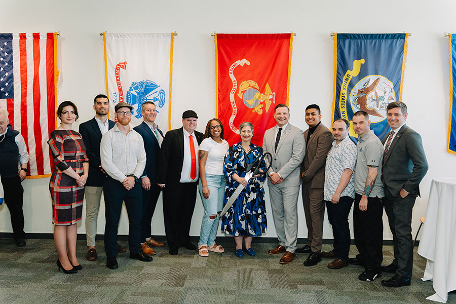 Students and staff at the SVC ribbon cutting