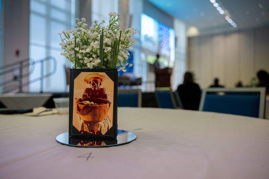 Photo of Black cultural history on tables at BLM Day